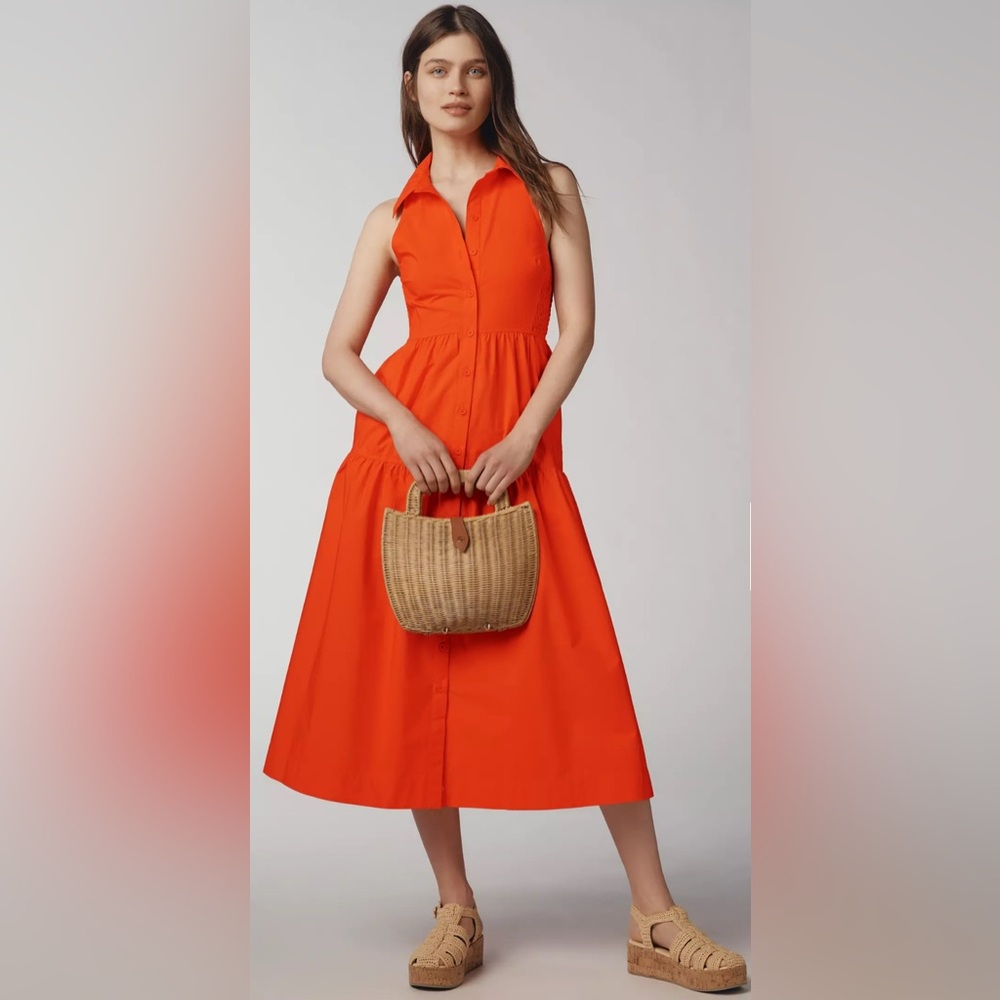 NWT Maeve Sleeveless Midi Shirt Dress Red Small Petite Women’s